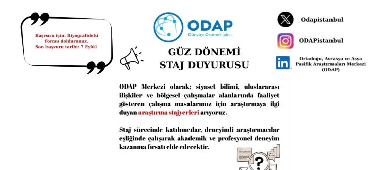 ODAP Merkezi Güz Dönemi Staj Duyurusu ODAP Merkezi Güz Dönemi Staj Duyurusu