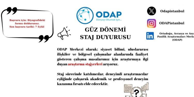 Anasayfa ODAP Merkezi Güz Dönemi Staj Duyurusu